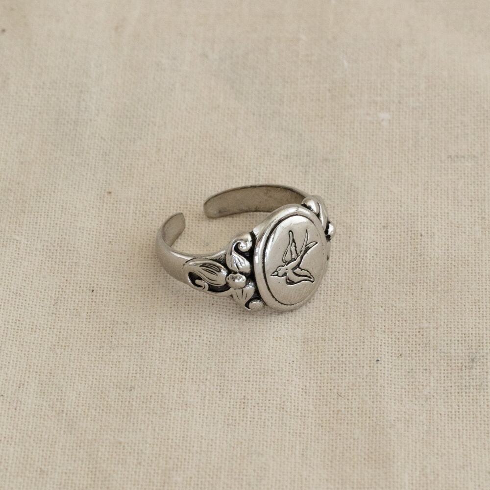Y2K Silver Swallow Bird Adjustable Ring
